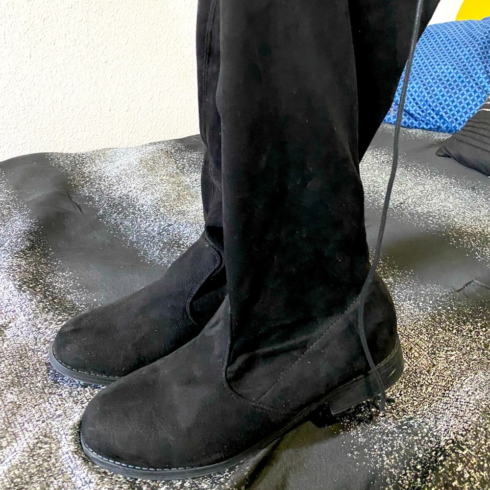 New never worn over the knee boots with tie a the top